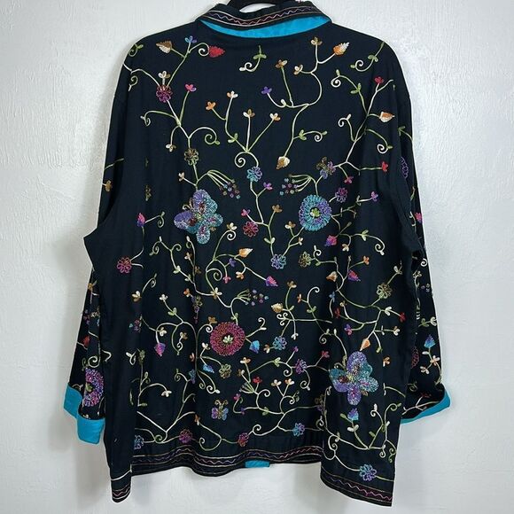 The Quacker Factory Vintage Beaded Embroidered Butterfly Floral Jacket Size 2X - Picture 4 of 8